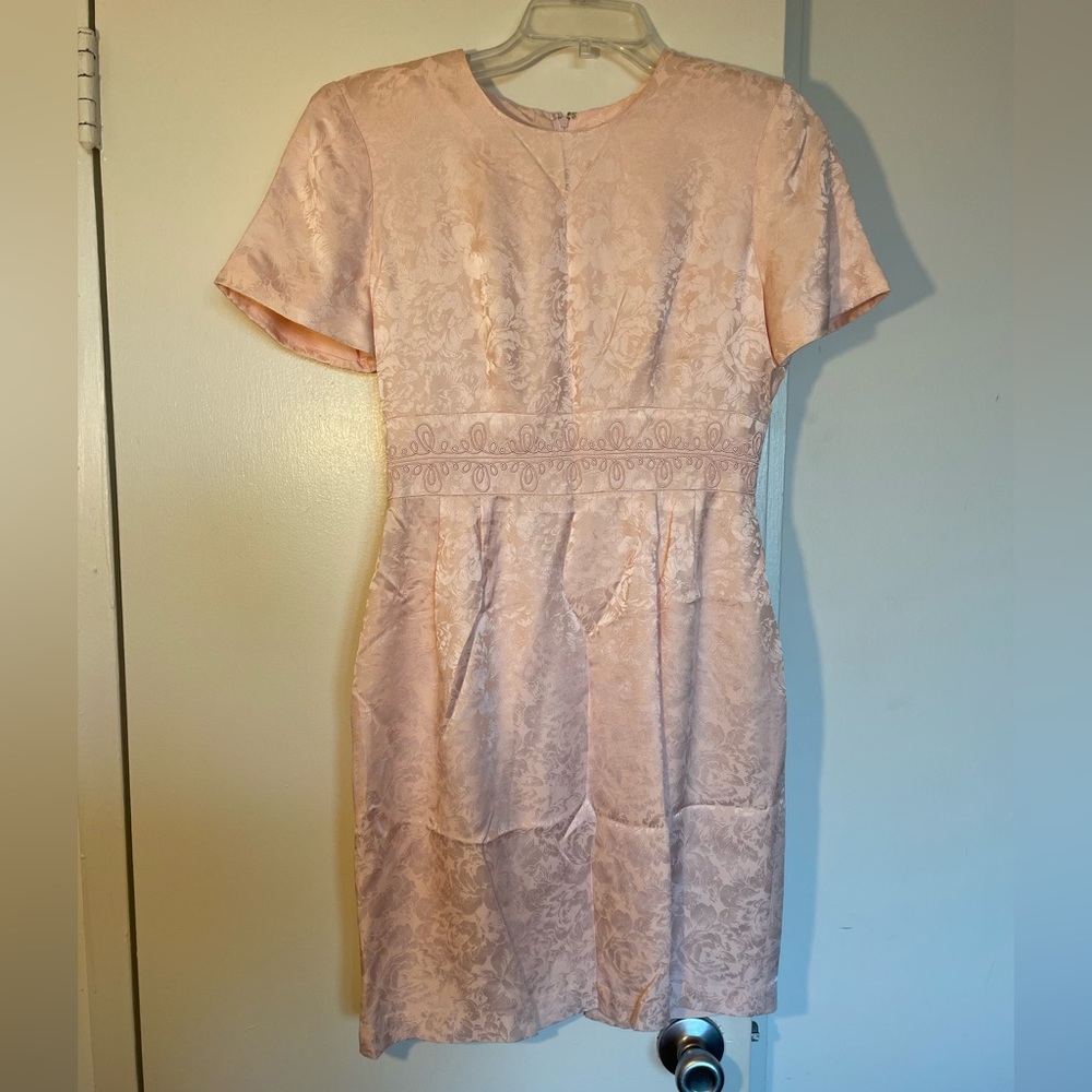 Maggy London Blush Pink Jacquard Fit-and-Flare Dress